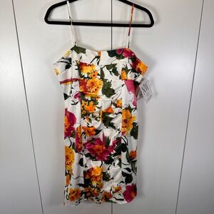 NWT NW Collections White Floral Sleeveless‎ Mini Dress Party Y2K Style